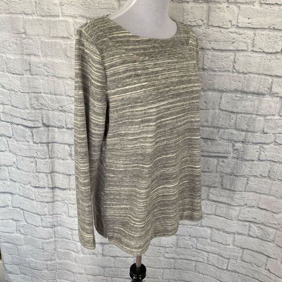 Talbots Women L cotton blend scoopneck Longsleeve textured pullover top - Picture 3 of 13